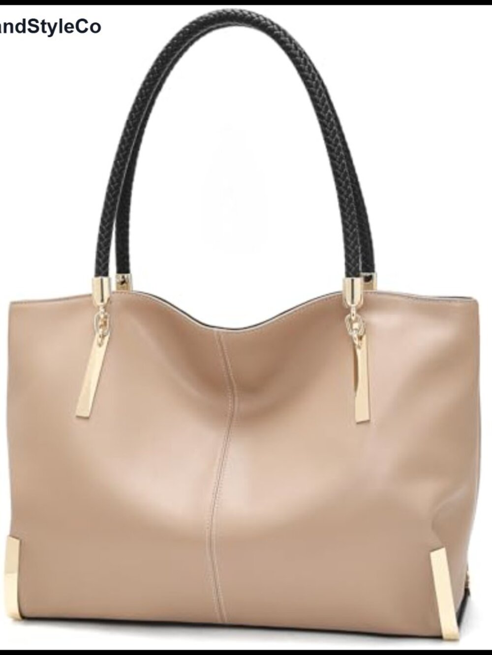 Genuine Leather Large Tote Handbag Minimalist Top-Handle Shoulder Bag